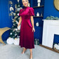 Robyn Pearl Detailed Velvet Midi Dress Wine