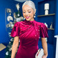 Robyn Pearl Detailed Velvet Midi Dress Wine
