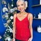 Casy Sequin Cami Top Red