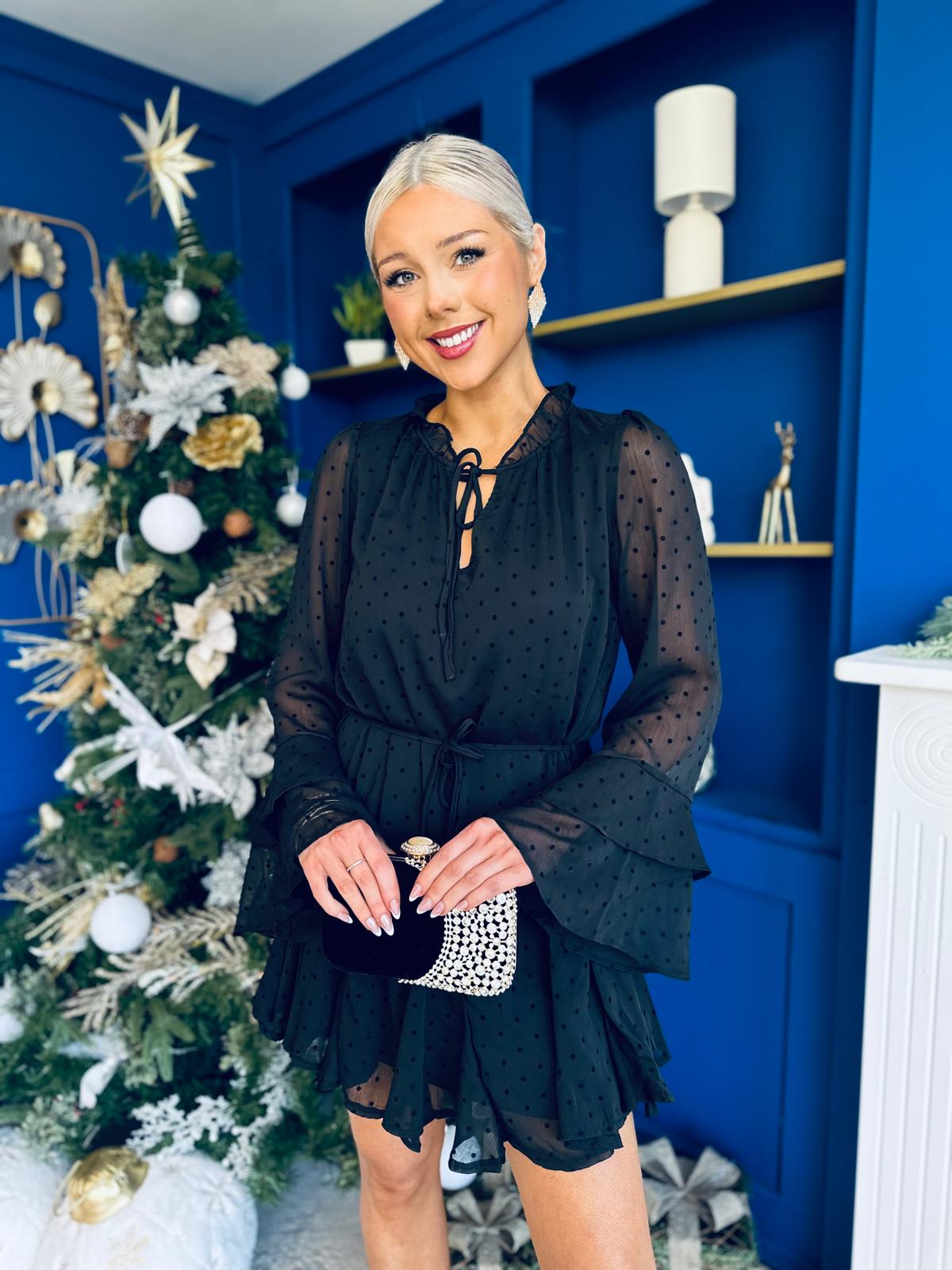 Finley Detailed Mini Dress Black