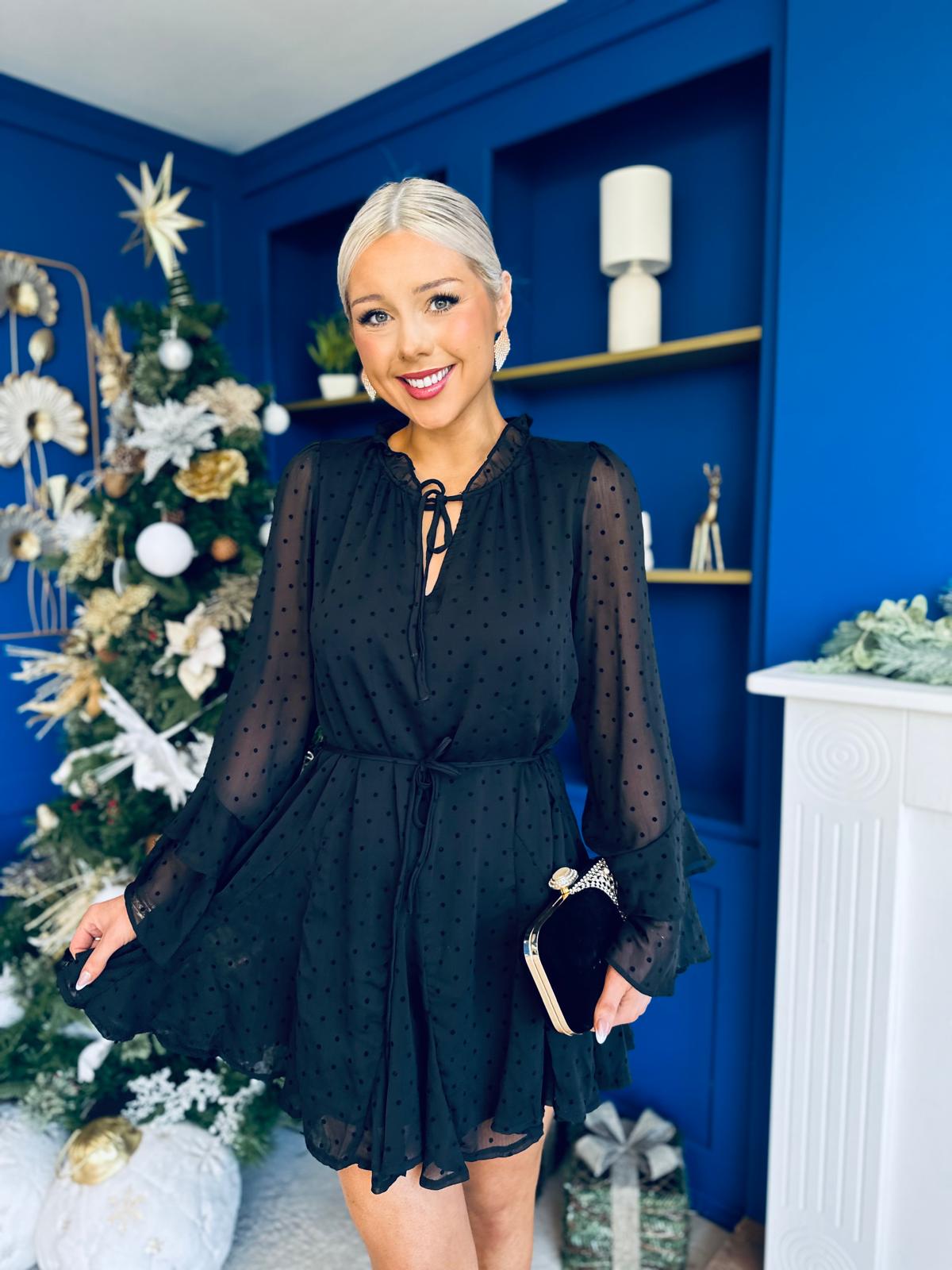 Finley Detailed Mini Dress Black