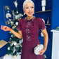 Nigella Pearl Embellished Occasion Dress Burgundy