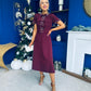 Nigella Pearl Embellished Occasion Dress Burgundy