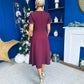 Nigella Pearl Embellished Occasion Dress Burgundy