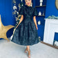 Sinead Puff Sleeve Jaquard Occasion Dress Black