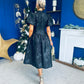 Sinead Puff Sleeve Jaquard Occasion Dress Black