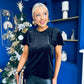 Dani Angel Sleeve Velvet Top Black