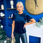 Dani Angel Sleeve Velvet Top Navy