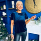 Dani Angel Sleeve Velvet Top Navy