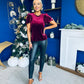 Dani Angel Sleeve Velvet Top Wine