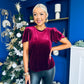Dani Angel Sleeve Velvet Top Wine