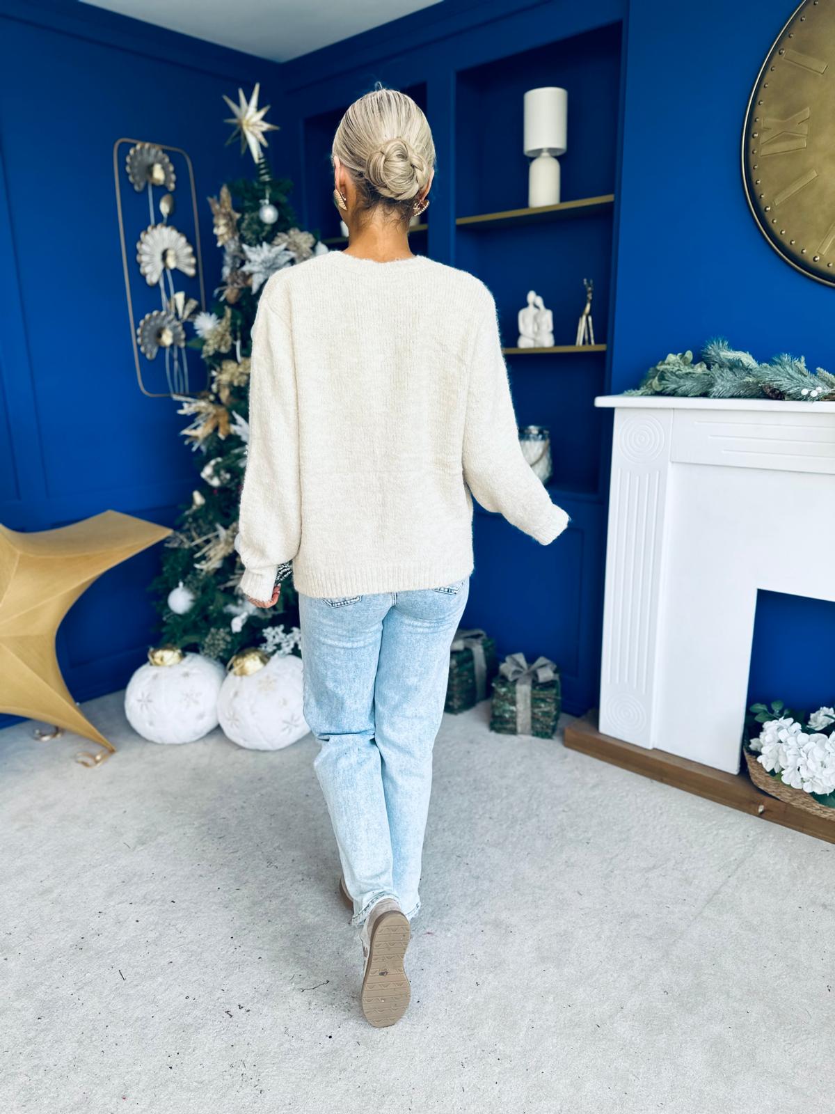 Macie Sequin Detailed Jumper Cream