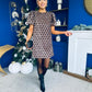 Reda Round Neck Puff Sleeve Mini Dress Polka