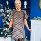 Reda Round Neck Puff Sleeve Mini Dress Polka
