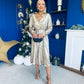 Gwyn Metalic Shimmer Midi Shirt Dress Gold