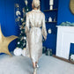 Gwyn Metalic Shimmer Midi Shirt Dress Gold