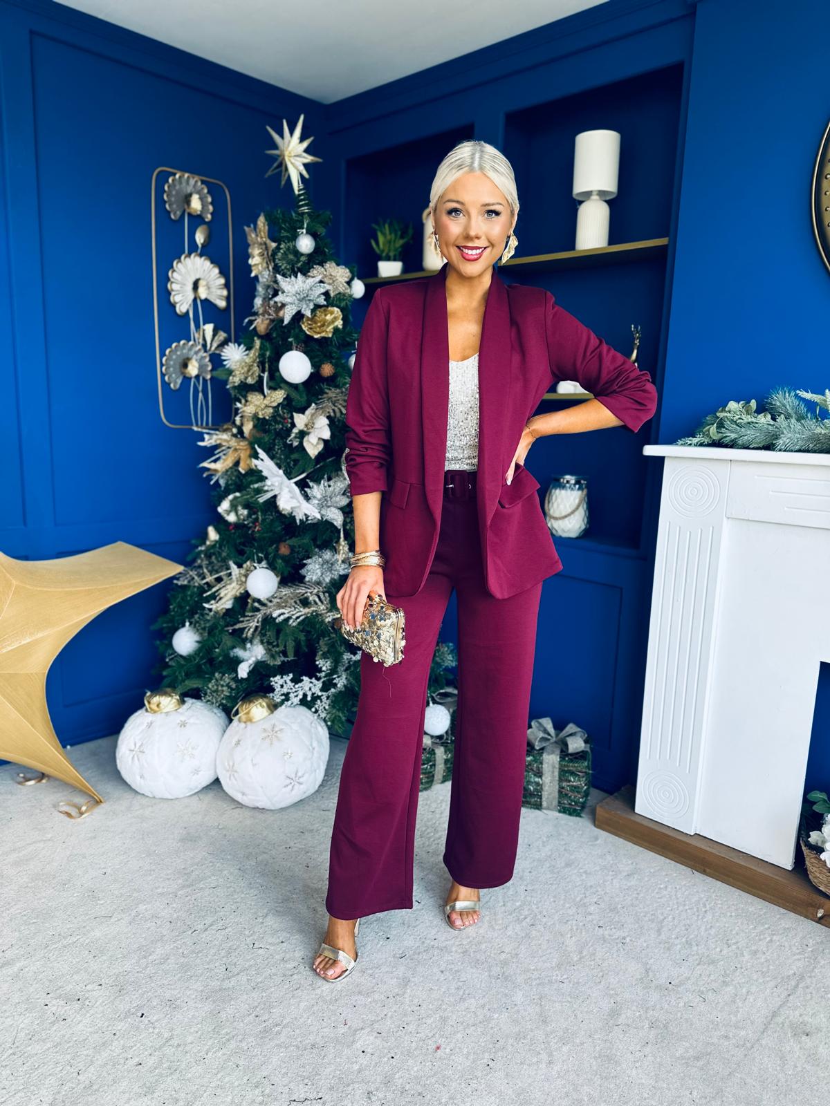 Jessica Detailed Occasion Suit Wine