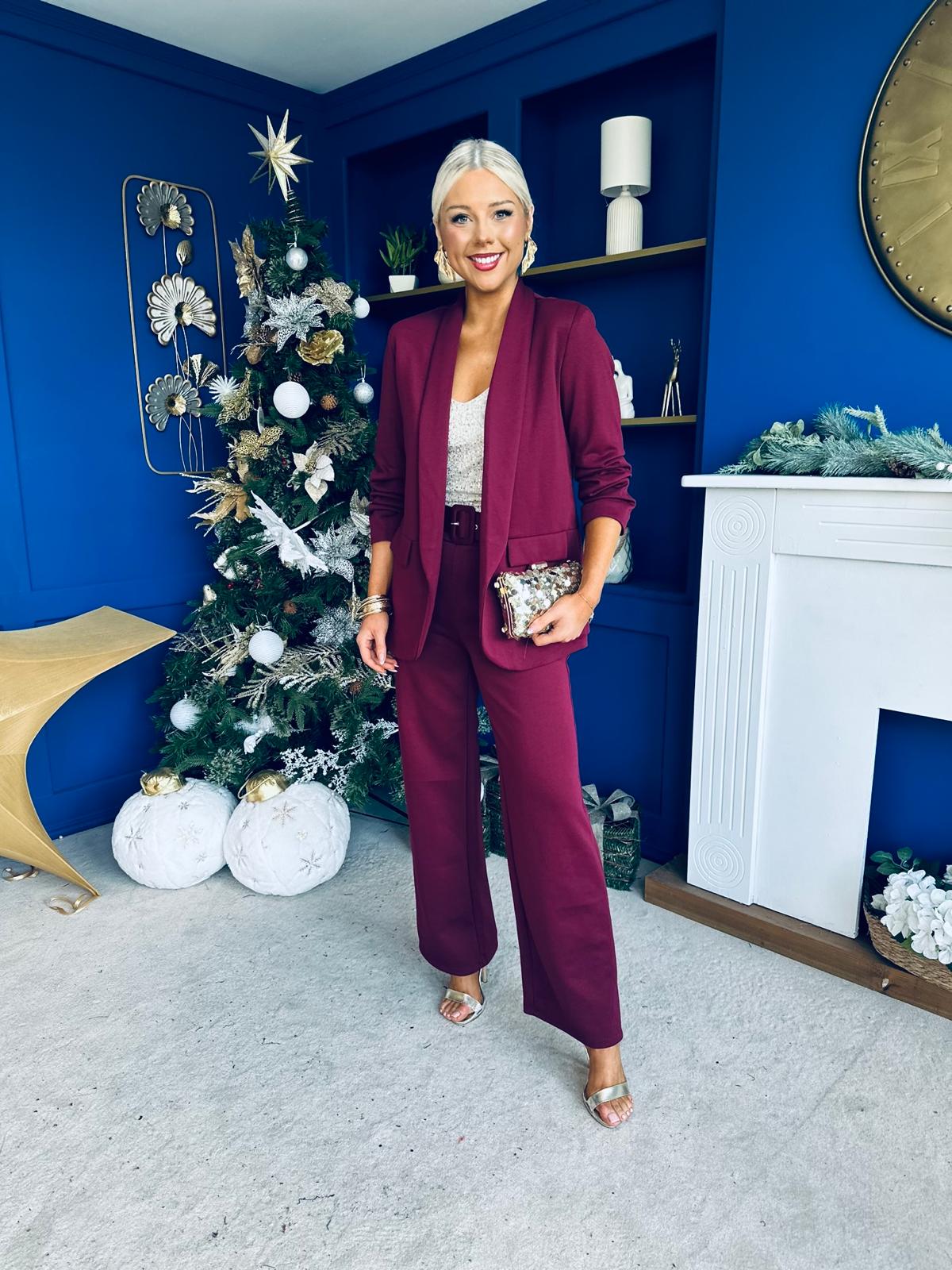 Jessica Detailed Occasion Suit Wine