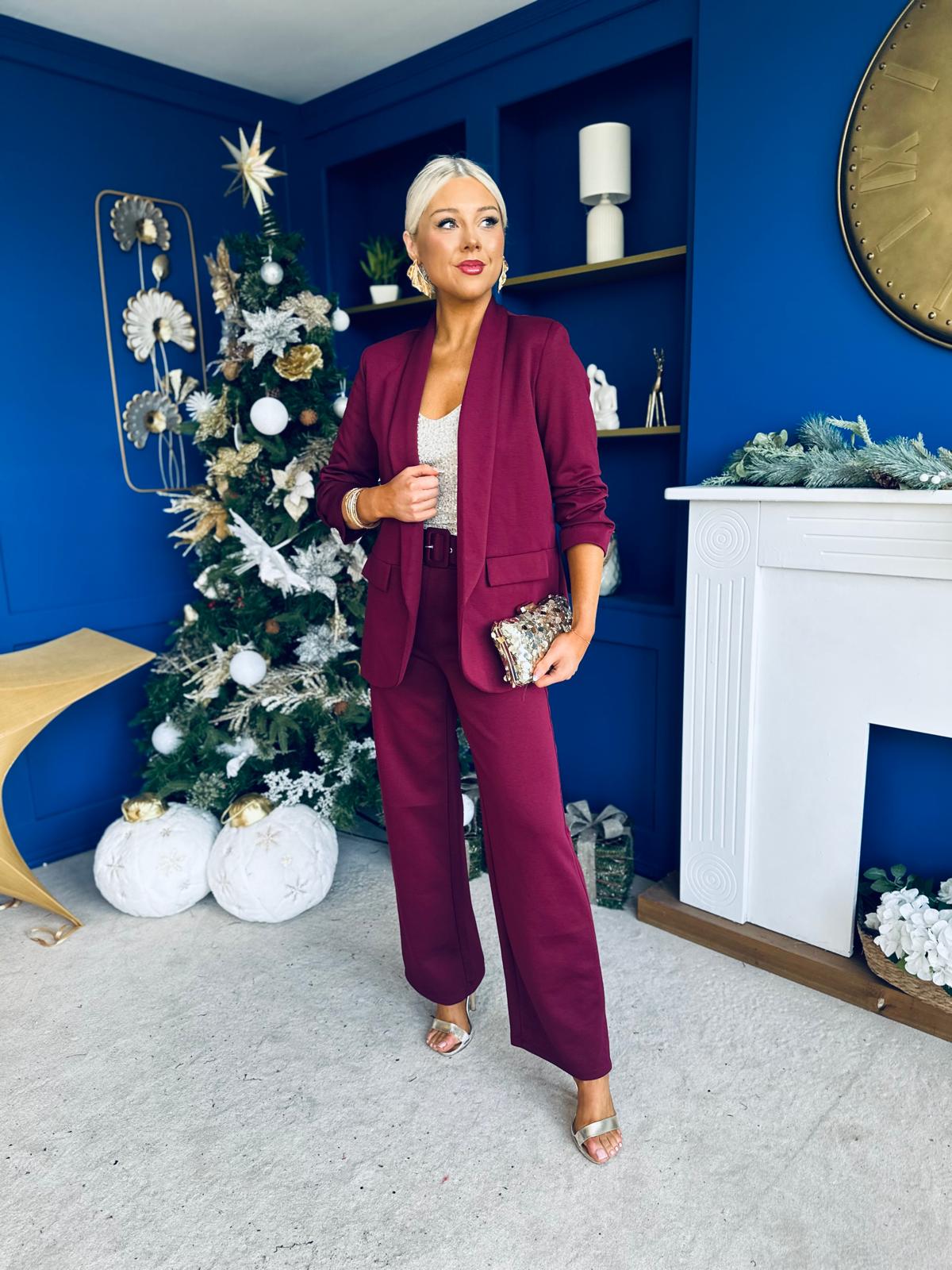 Jessica Detailed Occasion Suit Wine