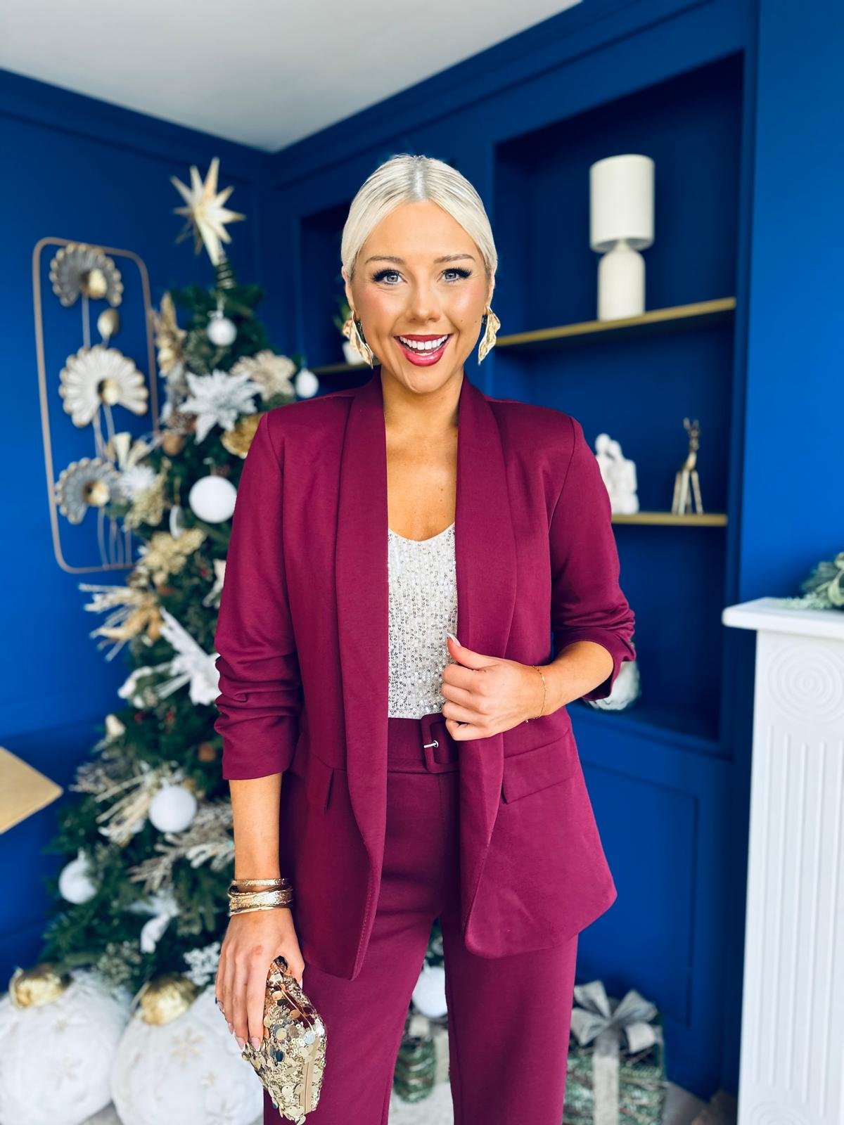 Jessica Detailed Occasion Suit Wine