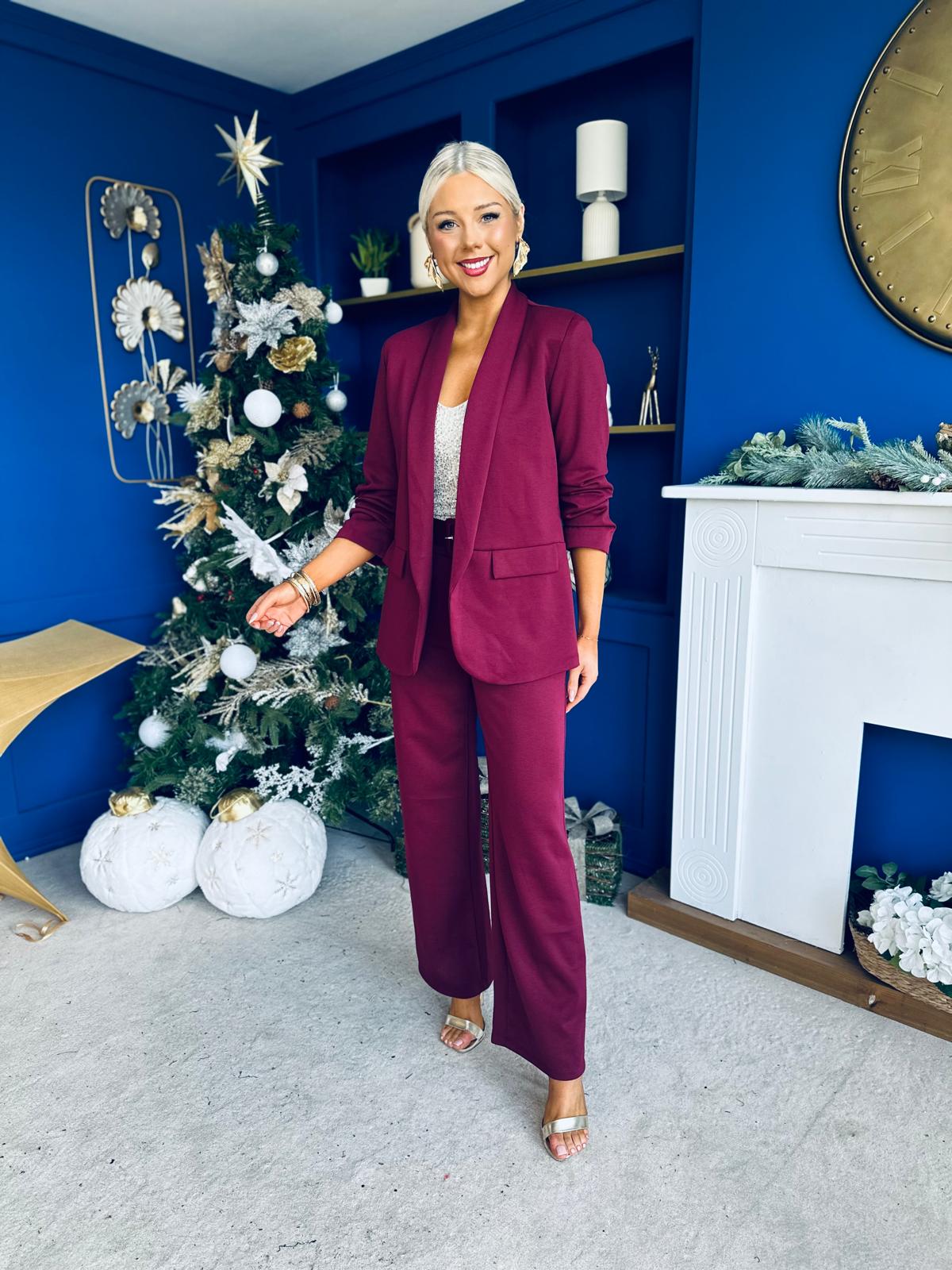 Jessica Detailed Occasion Suit Wine