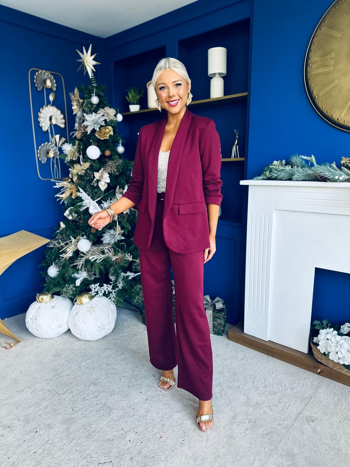 Jessica Detailed Occasion Suit Wine