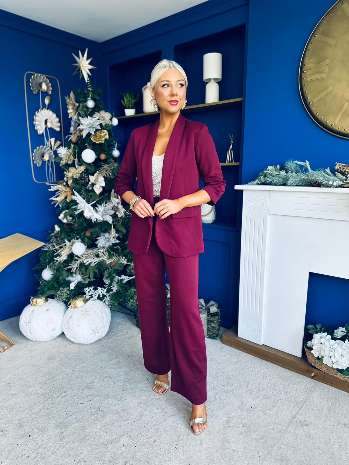 Jessica Detailed Occasion Suit Wine