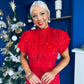 Morgan Sequin Occasion Midi Dress Red