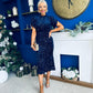 Morgan Sequin Occasion Midi Dress Navy