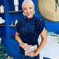 Morgan Sequin Occasion Midi Dress Navy