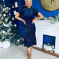 Morgan Sequin Occasion Midi Dress Navy