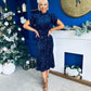 Morgan Sequin Occasion Midi Dress Navy