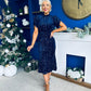 Morgan Sequin Occasion Midi Dress Navy