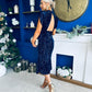 Morgan Sequin Occasion Midi Dress Navy