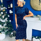 Morgan Sequin Occasion Midi Dress Navy