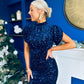 Morgan Sequin Occasion Midi Dress Navy