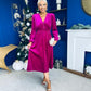 Doireann Pearl Button Velvet Midi Dress Orchid