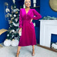 Doireann Pearl Button Velvet Midi Dress Orchid