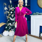Doireann Pearl Button Velvet Midi Dress Orchid