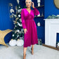 Doireann Pearl Button Velvet Midi Dress Orchid