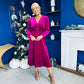 Doireann Pearl Button Velvet Midi Dress Orchid