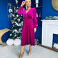 Doireann Pearl Button Velvet Midi Dress Orchid