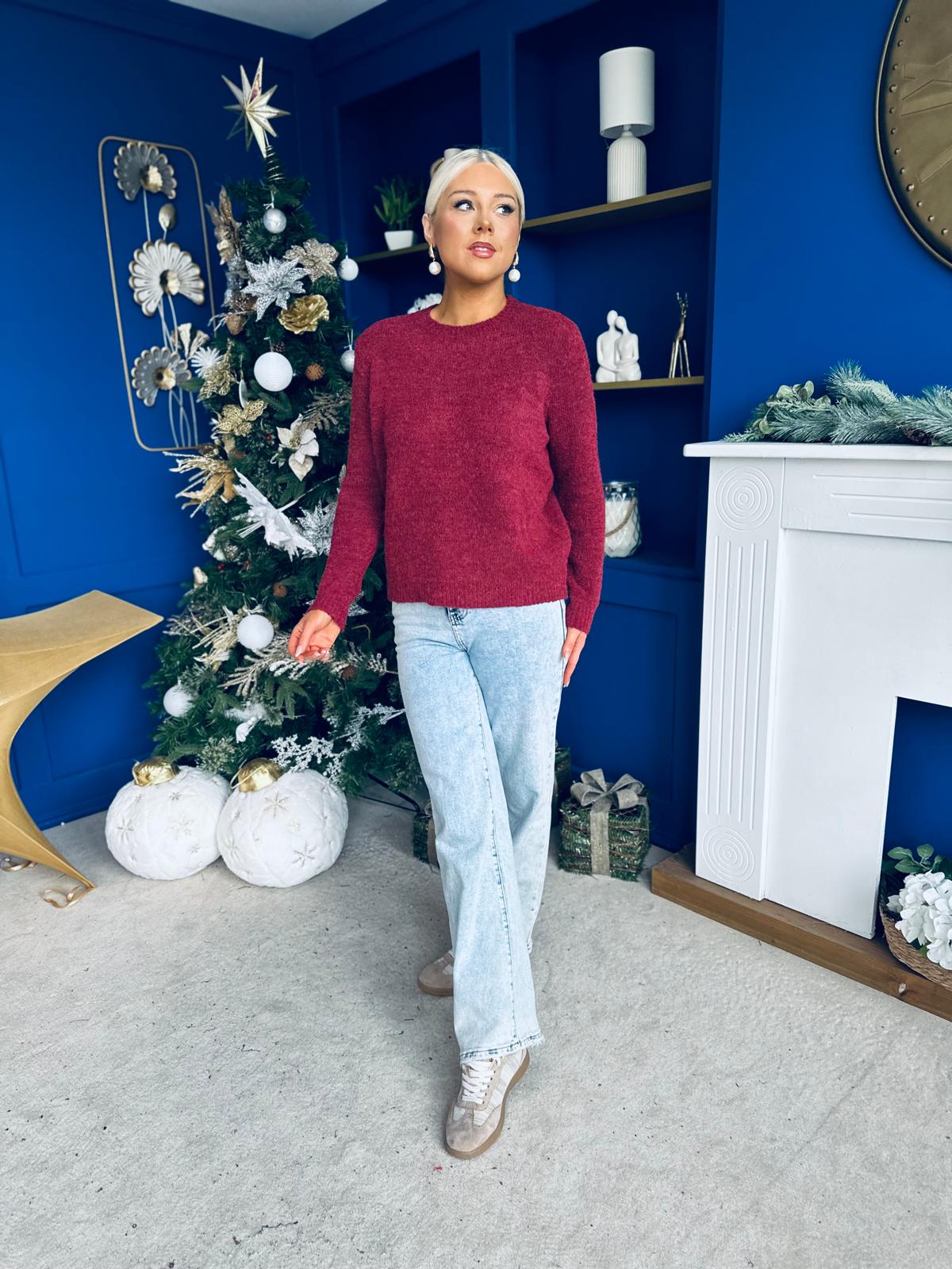 Pria Bow Detail Jumper Burgundy