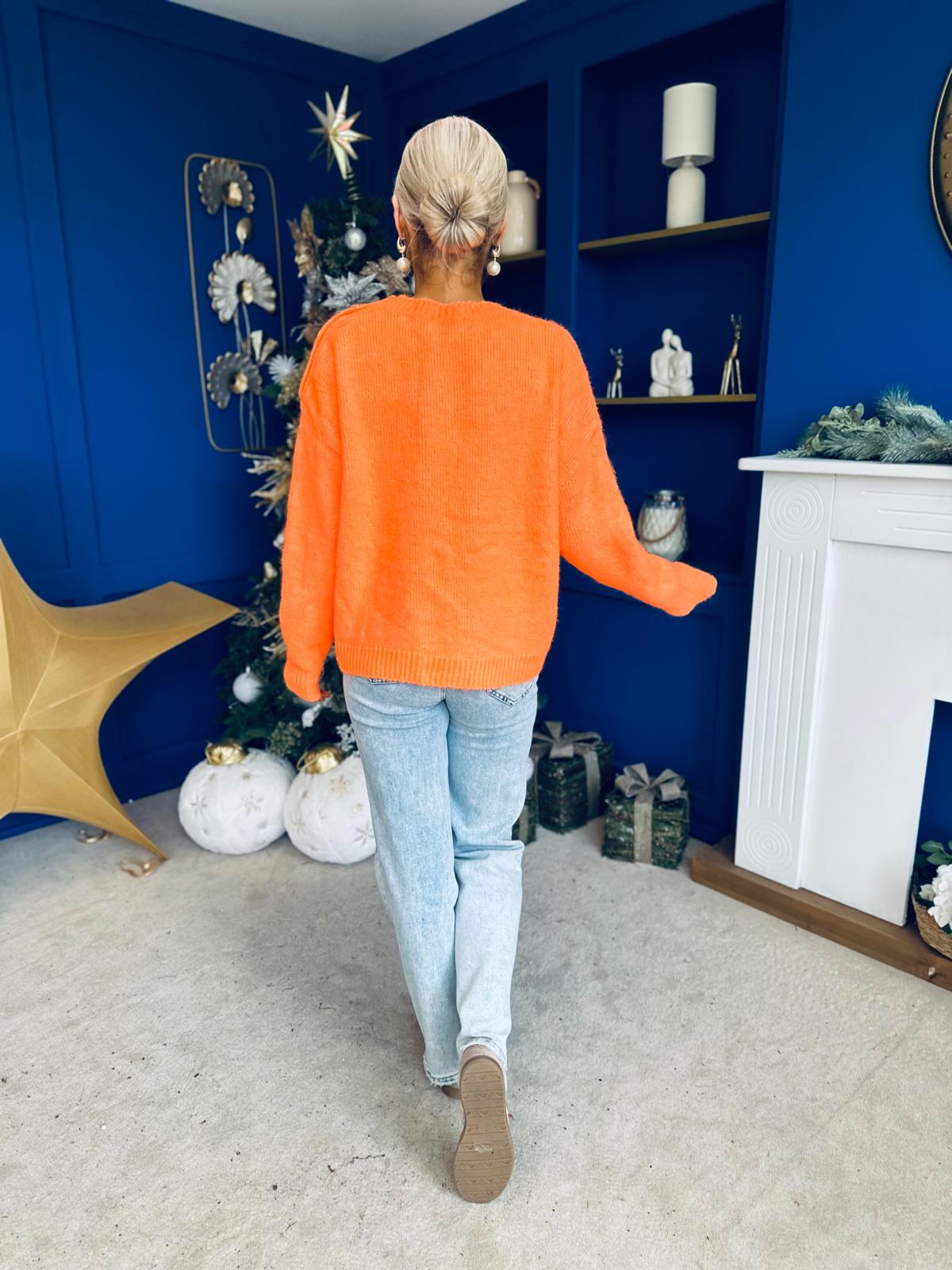 Aine Button Detail Jumper Orange