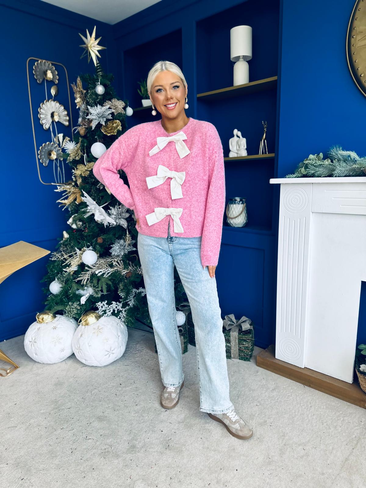 Kendra Bow Detail Jumper Pink