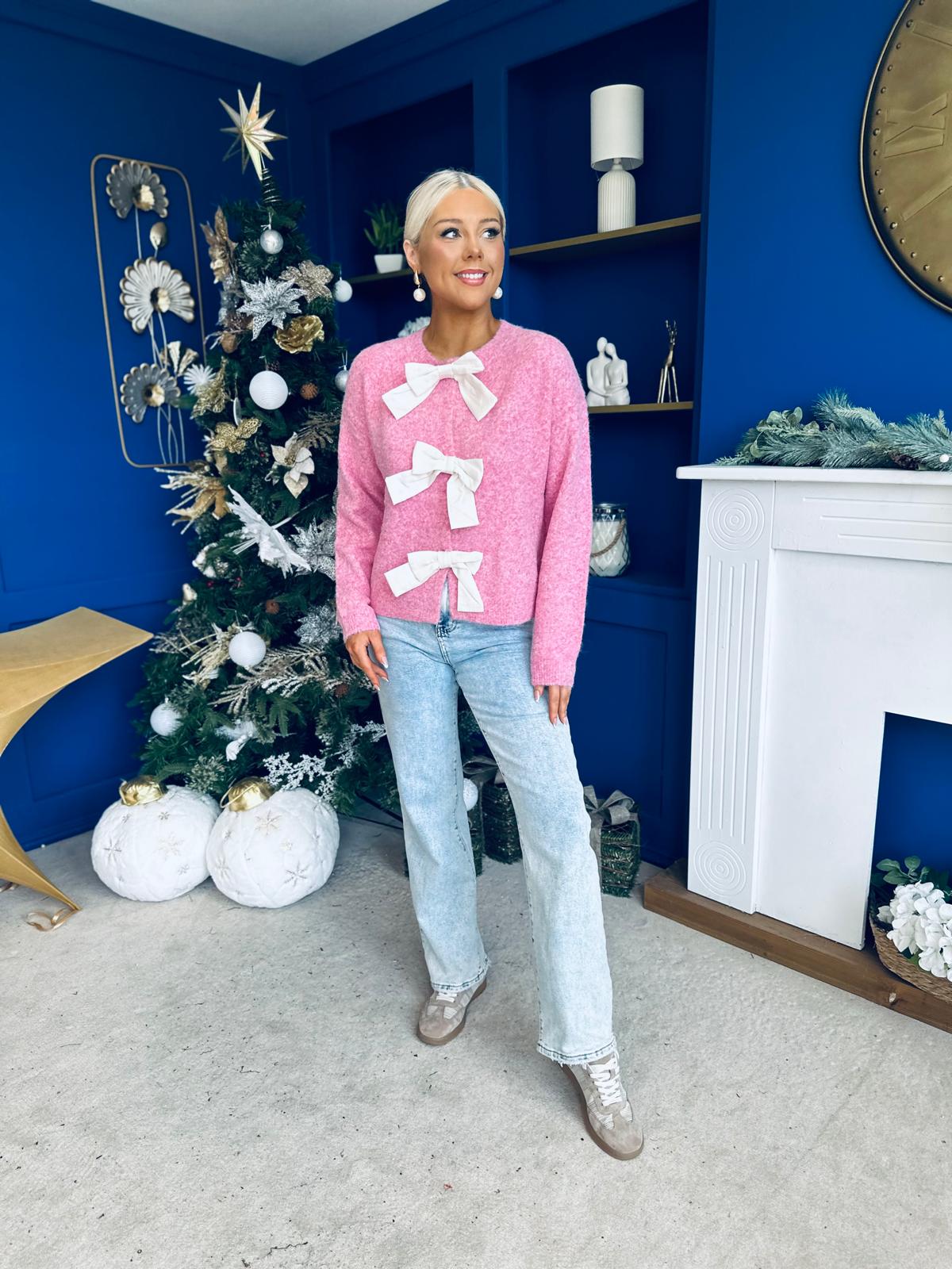 Kendra Bow Detail Jumper Pink