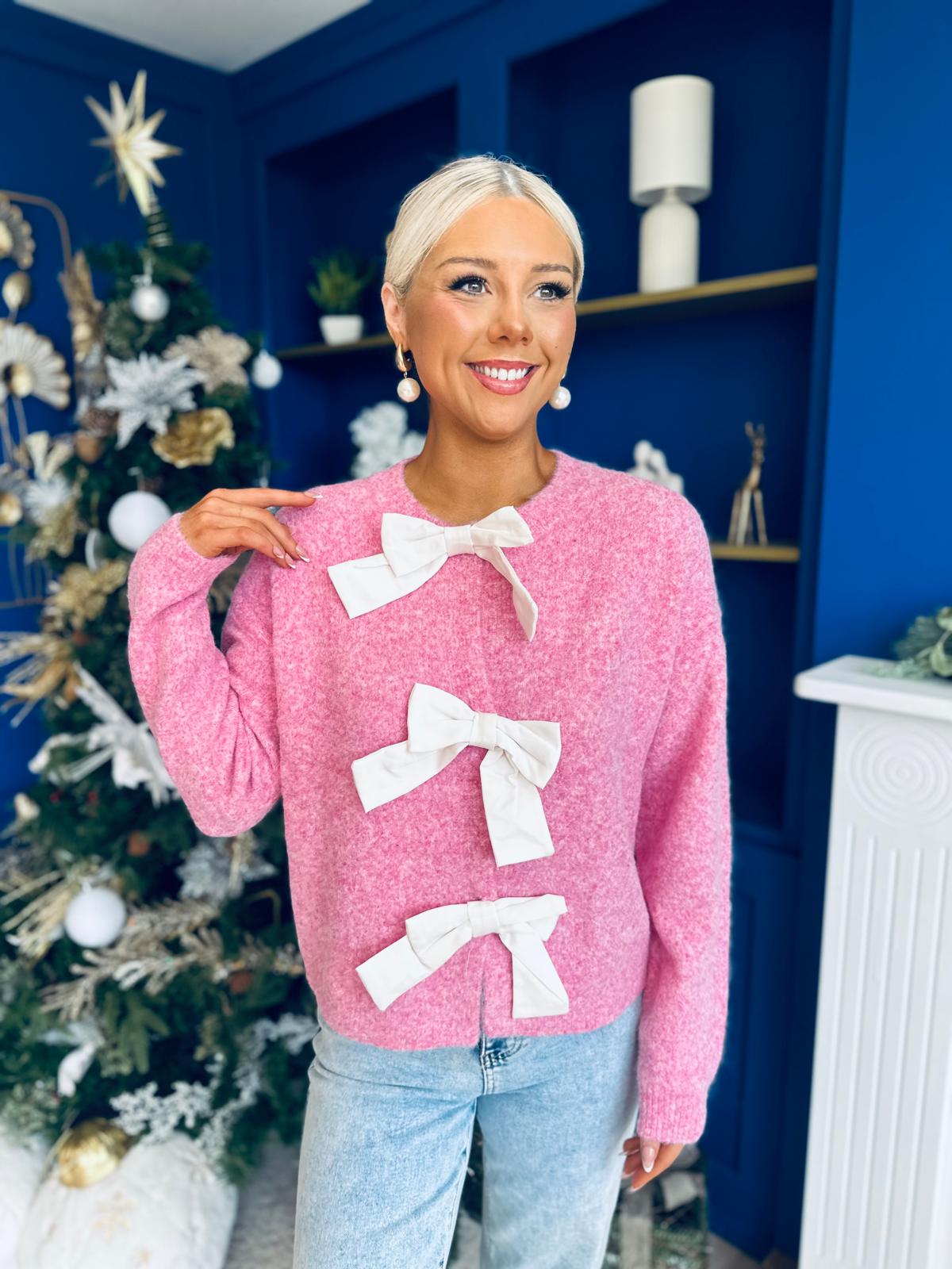 Kendra Bow Detail Jumper Pink