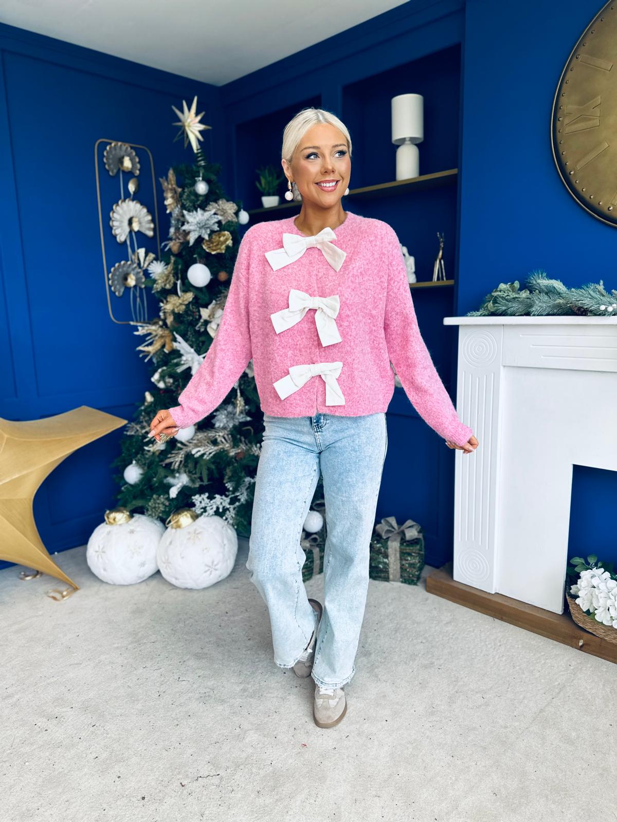 Kendra Bow Detail Jumper Pink