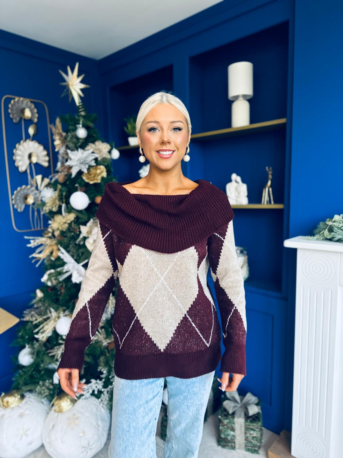 Grace Chunky Knit Jumper Burgundy