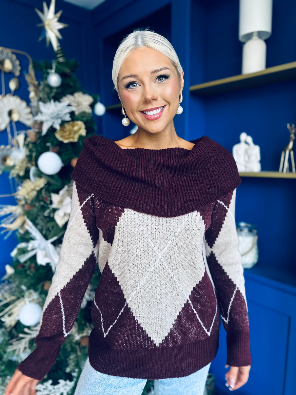 Grace Chunky Knit Jumper Burgundy